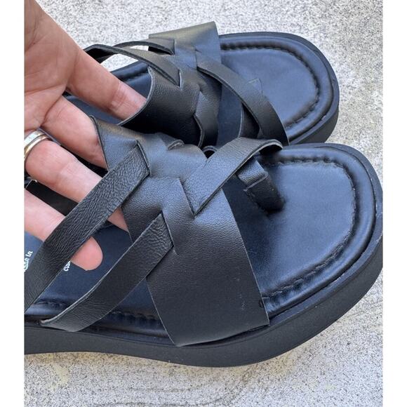 Seychelles Black Platform Sandals Women’s Size 9 Made In Italy Leather Y2K Look - Picture 3 of 10